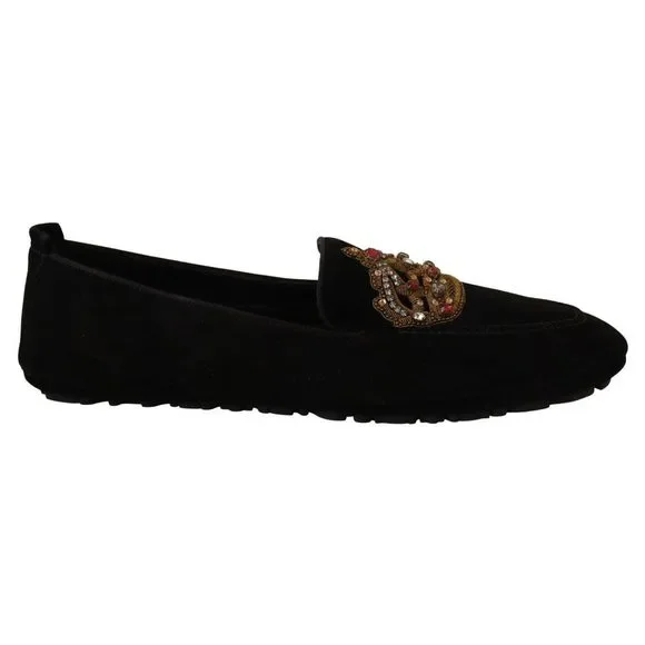 Dolce Gabbana Shoes Dolce Gabbana Black Leather Crystal Gold Crown Loafers Shoes Poshmark